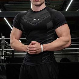 Men's T-Shirts 6 Colours Quick Dry Tights Men Running T-shirt Fitness Sports Tee Tops Gym Training Shirt Bodybuilding Jogging Casual Sportswear T230601