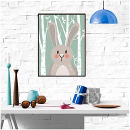 Paintings Paints Living Room Poster Party Decor No Frame Cartoon Animal Children Cute Bear Rabbit Raccoon Decoration Dh1376 Drop Del Dhofu