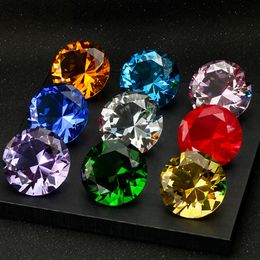 Decorative Objects Figurines 10 Colors Crystal Diamond Shaped Paperweight Cut Glass Giant Gemstone Wedding Christmas Ornament Gifts 230531