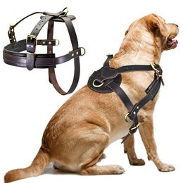 Harnesses Soft Leather Big Dog Harness For Medium Large Dogs Pitbull Adjustable Pet Harness Vest Bulldog Husky Rottweiler Harnesses