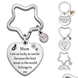 Key Rings Mothers Day Mum Mother Daughter Keychain Ring Stainless Steel Women Jewelry Accessories Pendant Thanksgiving Gifts Drop Del Dhvwd
