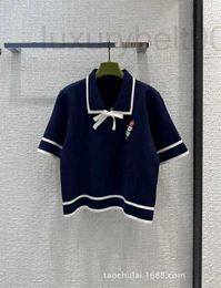 Women's T-Shirt designer high-end women's clothing British Academy cute little bear embroidered polo short sleeved knit shirt 3WWD