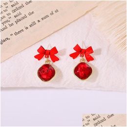 Dangle Chandelier Fashion Jewelry S925 Sier Earrings For Women Black Red Bowknot Retro Llight Luxury Temperament Rhinestone Diamon Dhnc2