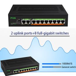 Control Gigabit Network Switch Ethernet Smart Switcher POE switch Builtin power supply RJ45 HUB 8 Port 10/100 /1000M PoE+2 Port Uplink