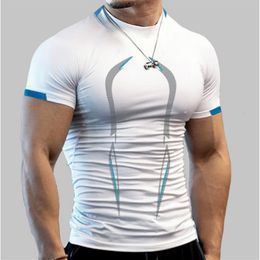 Men's T-Shirts Summer Bodybuilding Sport Top Men Quick Dry Fitness Gym t Shirt Short Sleeve Training Tee Compression Running Tshirt Sportswear 230601