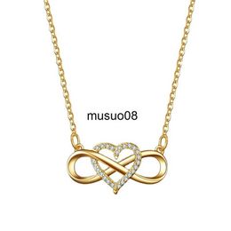 Pendant Necklaces Romantic Fashion Silver Gold Colour Infinity Forever Love Necklace CZ Lucky Heart Pendant Necklace for Women Gift Jewellery J230601