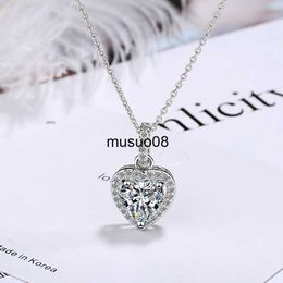 Pendant Necklaces 925 Sterling Silver Zircon Heart Pendants Necklaces For Women Luxury Designer Jewellery Gift Female Free Shipping Items GaaBou J230601