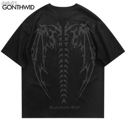 Men Suede T-Shirt Streetwear Skull Skeleton Print Tshirt 2023 Hip Hop Punk Gothic Tee Shirts Y2K Harajuku Fashion Loose Tops L230520