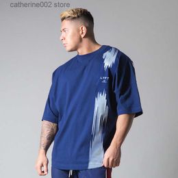 Men's T-Shirts Summer New Casual Fitness Short-sleeved Men's Fashion Cotton Loose Round Neck Solid Colour Oversized T-shirt Training Shirt Men T230601