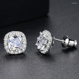 Stud Earrings SLBRIDAL Sell Brilliant Silver Color Fashion Zirconia Earring Bridal Wedding Grade CZ Girl Women Jewelry