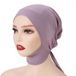 Scarves A.s.samogs Solid Colour Designer Soft Mercerized Cotton Muslim Inner Caps For Women 2023 Fashion Underscarf Hijab Warm Turban