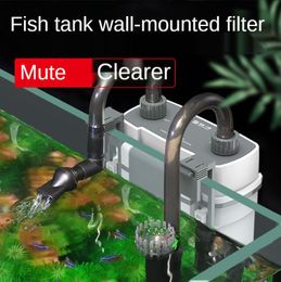 Pumps Fish Tank Waterfall Philtre Aquarium External Water Pump Wallmounted Small Circulation Philtre Electric Remove Oil Film