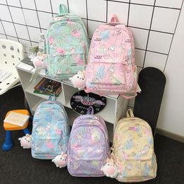 School Bags Japanese Women Backpack Kawaii Print Bag For Girls Multi-layer Design Female Travel Waterproof Storage Backpacks