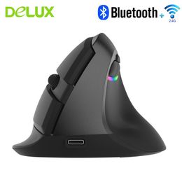 Mice Delux M618 Mini Wireless Bluetooth Gaming Mouse Vertical Ergonomic Rechargeable Computer Gamer Mause RGB Backlit Mice For Laptop