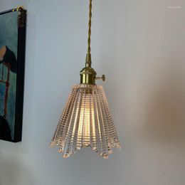 Pendant Lamps Nordic Retro Brass Glass Light Small Fresh Bedroom Bedside Lights Restaurant Bar Japanese Modern Hanging