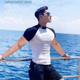 Men's T-Shirts Quick-drying Short Sleeve T-shirt Fashion stitching Gyms Singlet Cotton Bodybuilding Men Fitness Round Neck Tshirt clothes T230601