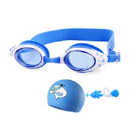 goggles New Anti fog Children's Dolphin Hat Set Eye Mask Cartoon Crab Water Goggles Arena Swimming Glasses P230601