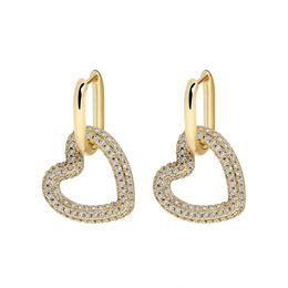 Hoop Huggie Charm Copper Earring For Women Fashion Geometric Crystal Heart Drop Earrings Hanging Jewellery Bridal Gift Delivery Dhmt3