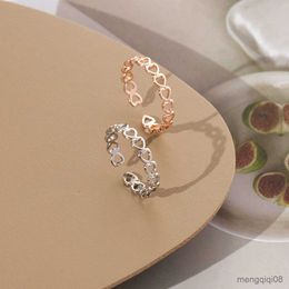 Band Rings LATS Gold Colour Heart Shape Open Ring Design Cute Fashion Love Jewellery for Women Girl Child Gifts Adjustable