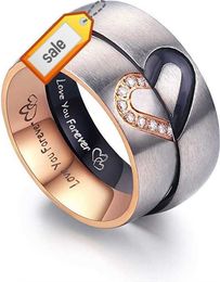 Couple Love You Forever Wedding Ring Set A half heart ring stainless steel pair ring suitable for him and her