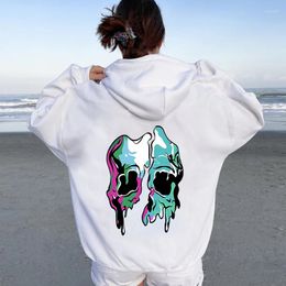 Men's Hoodies Melted Skull Print For Women Men Y2k Harjauku Vintage Fashion Pullover Hoodie Causal Autumn Oversized White Swetashirts