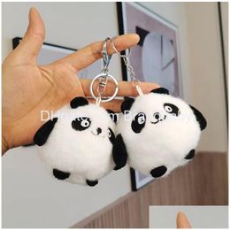 Plush Keychains Kawaii Soft Panda Jewelry Schoolbag Backpack Ornament Key Ring Gifts About 10Cm Drop Delivery Toys Stuffed Animals Pe Othio