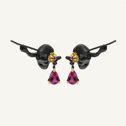 Stud Earrings GEM'S BALLET 925 Sterling Silver Skeleton 1.26Ct Natural Ruby Filed With Glass For Women Party Jewelry