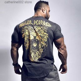 Men's T-Shirts Men Short sleeve polyester T-shirt Muscular man Casual Fashion Trend Print t shirt Gyms Fitness Workout Tee Tops Brand apparel T230601