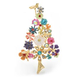Pins Brooches Wuli baby Women's Flower Unisex Enamel Multicolor Beautiful Christmas Tree Party Office Chest Pin Gift G230529