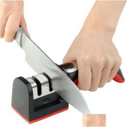 Sharpeners Household Quick 2 Stage Knife Sharpener Whetstone Stick Sharpening Tungsten Steel Ceramic Kitchen Knives Tool Handle Jy00 Dhqxw