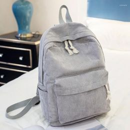 School Bags Women Striped Backpack Corduroy Design Backpacks For Teenage Girls Bag Rucksack Travel Shoulder Mochila