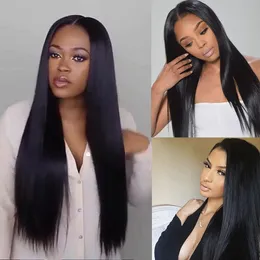 250 Density Human Hair Wig Brazilian Straight Lace Transparent 13X6 Lace Front Wig Remy Human Pre Plucked