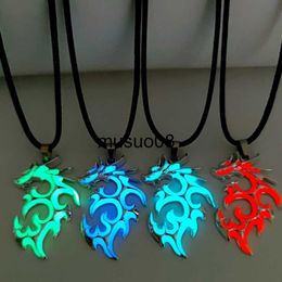 Pendant Necklaces Vintage Magic Steampunk Glowing Luminous Punk Dragon Pendants Necklaces for Mens Women Jewellery Glow In The Dark Pendant Necklace J230601