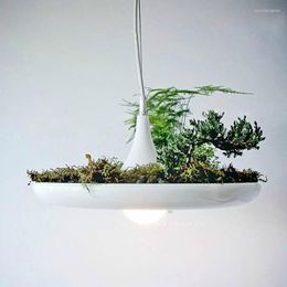 Pendant Lamps Dia 40cm Plant Pot Art Deco Chandelier Aluminium Aolly Black White Green Hanging Lamp Restaurant/cafe/bar/garden Light Fixture
