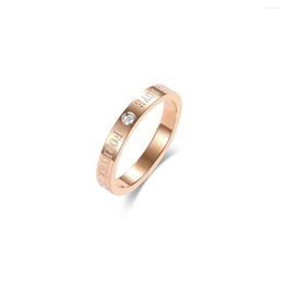 Cluster Rings 1 Zircon Ring For Women FOREVER LOVE Rose Gold Color Titanium Steel Accessories Fashion Jewelry Wholesale(GR410)