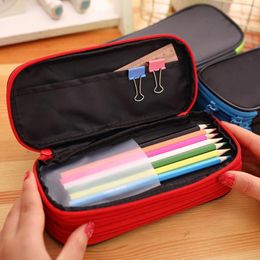 Anti-deform Portable Space-saving Stationery Bag Stain-resistant Pencil Pouch 3-Layers Home Supply