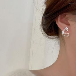 Dangle Earrings S925 Silver Needle Simple Delicate Pearl Shell Flower Heart For Women Girl Fashion Geometric Gift