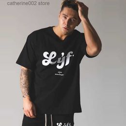 Men's T-Shirts Summer New Bodybuilding Men's Loose T-shirt Casual Fashion Sports Short-sleeved Men's Running Fitness Training Trend Black Tops T230601