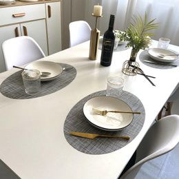 Table Mats Bamboo Pattern Heat Insulation Placemat Oval Thickened El PVC Mat Solid Color Home Kitchen