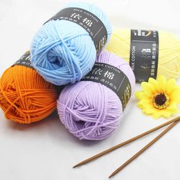 Yarn 50g/roll 4-layer milk cotton wool knitted dyeing Lanas crochet process sweater hat doll low price P230601