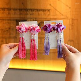 Hair Accessories 2PCS Sweet Chinese Style Clips For Children's Series Flowers Girls Red Grips HeadWear