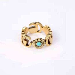 70% off designer Jewellery bracelet necklace Accessories Daisy ring bronze flower Turquoise Ring for couples