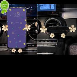 New Bling Crystal Alloy Flowers Gravity Phone Bracket for Car Phone Mount Air Vent Navigation Holder Universal for iPhone Samsung