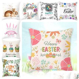 Pillow Case Sofa Bed Decor Festival Pillowcase Cushion 18Inch Single Sided Printing Easter Cases Home Decorative Pillows Dh1404 Drop Dhdnu