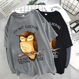 Men's T-Shirts Interesting Owl don't sleep I just rest My eyes Printed 2022 Summer Vintage Unisex Ulzzang Extra Large T-shirt Y2K Top P230601