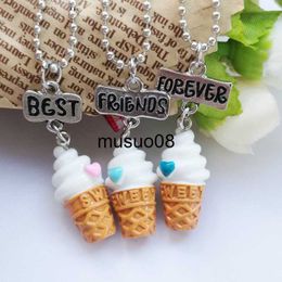 Pendant Necklaces 3 Pieces / Set Best Friend BFF Necklace for Women Ice Cream Pendant Necklace Women Friendship BFF Jewellery Children's Gift J230601