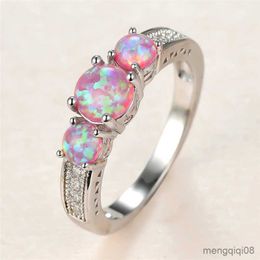 Band Rings Cute Female Purple Ring Charm Silver Colour Thin Wedding For Women Bride Round Engagement