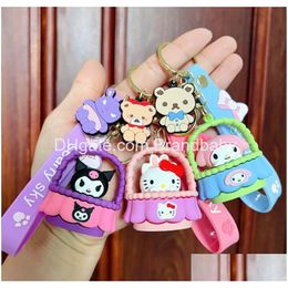 Jewellery Cartoon Flowers Kuromi Charms Keychain Backpack Key Ring Accessories Hanger Drop Delivery Baby Kids Maternity Ot3Og
