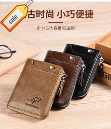 Anti Theft Card Wallet Men's PU Leather Wallet RFID Business Card Holder Purse Zipper Wallet