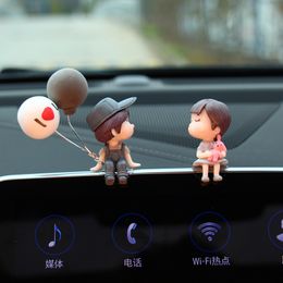 Decorative Objects Car Decoration Cute Cartoon Couples Action Figure Balloon Ornament Auto Interior Dashboard for Girls Gifts 230531